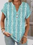 T-shirts Décontracté Floral Été Coton Col V Micro-élasticité Quotidien Coupe Régulière Régulier pour Femmes