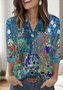 T-shirts Décontracté Floral Printemps / Automne Coton Micro-élasticité Quotidien Coupe Régulière Manches trois quarts Régulier pour Femmes