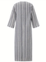 Femmes Rayé Gris Col en U Confortable Imprimé Robe Maxi Rétro