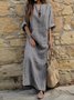 Femmes Rayé Gris Col en U Confortable Imprimé Robe Maxi Rétro