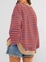 à Capuche Femmes Rayé Décontracté Printemps / Automne Micro-élasticité Coupe Régulière Manches Longues Col Rond Régulier Trapèze