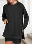Sweat-shirts Boho Plain Printemps / Automne Polyester Micro-élasticité Coupe Régulière Manches Longues Droit Régulier pour Femmes