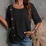 Blouses Rue Plain Été Joint Fendu Ample Demi Manche Col Rond Régulier Droit pour Femmes