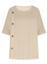 Blouses Rue Plain Été Joint Fendu Ample Demi Manche Col Rond Régulier Droit pour Femmes