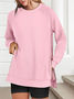 Sweat-shirts Boho Plain Printemps / Automne Polyester Micro-élasticité Coupe Régulière Manches Longues Droit Régulier pour Femmes