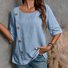Blouses Rue Plain Été Joint Fendu Ample Demi Manche Col Rond Régulier Droit pour Femmes