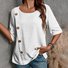 Blouses Rue Plain Été Joint Fendu Ample Demi Manche Col Rond Régulier Droit pour Femmes