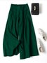 Pantalons Élégant Plain Printemps / Automne Couture de poche Naturel Micro-élasticité Taille Élastique Pantalons à Jambe Large Régulier pour Femmes