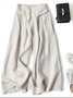Pantalons Élégant Plain Printemps / Automne Couture de poche Naturel Micro-élasticité Taille Élastique Pantalons à Jambe Large Régulier pour Femmes