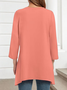 T-shirts Décontracté Plain Printemps / Automne Coton Coupe Régulière Manches trois quarts Col Rond Mi-long Trapèze pour Femmes