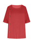 Blouses Rue Plain Été Joint Fendu Ample Demi Manche Col Rond Régulier Droit pour Femmes