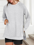 Sweat-shirts Boho Plain Printemps / Automne Polyester Micro-élasticité Coupe Régulière Manches Longues Droit Régulier pour Femmes