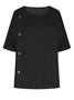 Blouses Rue Plain Été Joint Fendu Ample Demi Manche Col Rond Régulier Droit pour Femmes