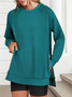 Sweat-shirts Boho Plain Printemps / Automne Polyester Micro-élasticité Coupe Régulière Manches Longues Droit Régulier pour Femmes