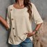Blouses Rue Plain Été Joint Fendu Ample Demi Manche Col Rond Régulier Droit pour Femmes