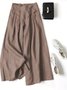 Pantalons Élégant Plain Printemps / Automne Couture de poche Naturel Micro-élasticité Taille Élastique Pantalons à Jambe Large Régulier pour Femmes