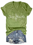 T-shirts Décontracté Été Lettres de texte Polyester Col V Micro-élasticité Quotidien Coupe Régulière Régulier pour Femmes