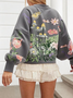 Sweat-shirts Femmes Boho Floral Printemps / Automne Coton Micro-élasticité Quotidien Manches Longues Col Rond Droit