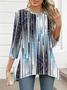 T-shirts Géométrique Décontracté Printemps / Automne Polyester Micro-élasticité Coupe Régulière Manches trois quarts Mi-long Régulier pour Femmes