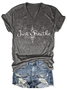 T-shirts Décontracté Été Lettres de texte Polyester Col V Micro-élasticité Quotidien Coupe Régulière Régulier pour Femmes