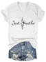 T-shirts Décontracté Été Lettres de texte Polyester Col V Micro-élasticité Quotidien Coupe Régulière Régulier pour Femmes