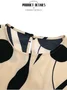Femmes Abstrait Graphique Abricot Col V Confortable Imprimé Robe Mi-Longue Rétro