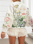 Sweat-shirts Femmes Boho Floral Printemps / Automne Coton Micro-élasticité Quotidien Manches Longues Col Rond Droit