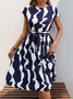 Femmes Abstrait Graphique Abricot Col V Confortable Imprimé Robe Mi-Longue Rétro