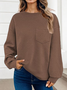 à Capuche Décontracté Plain Printemps / Automne Coton Sweat-shirt à Capuche Micro-élasticité Quotidien Régulier Trapèze pour Femmes