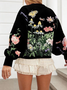 Sweat-shirts Femmes Boho Floral Printemps / Automne Coton Micro-élasticité Quotidien Manches Longues Col Rond Droit