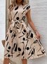 Femmes Abstrait Graphique Abricot Col V Confortable Imprimé Robe Mi-Longue Rétro