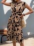 Femmes Abstrait Graphique Abricot Col V Confortable Imprimé Robe Mi-Longue Rétro