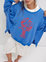 Sweat-shirts Boho Imprimé d'Animal Printemps / Automne Coton Domestique Manches Longues Régulier Droit Régulier pour Femmes