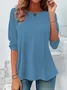 T-shirts Décontracté Plain Printemps / Automne Aucune élasticité Quotidien Jersey Col Rond Régulier Non pour Femmes