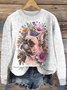 Pulls Femmes Décontracté Imprimé d'Animal Printemps / Automne Micro-élasticité Quotidien Manches Longues Col Rond Régulier Trapèze