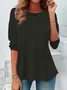 T-shirts Décontracté Plain Printemps / Automne Aucune élasticité Quotidien Jersey Col Rond Régulier Non pour Femmes