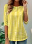 T-shirts Femmes Pois Polka Simple Printemps / Automne Quotidien Jersey Régulier Droit Régulier Non