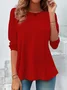 T-shirts Décontracté Plain Printemps / Automne Aucune élasticité Quotidien Jersey Col Rond Régulier Non pour Femmes