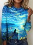 T-shirts Femmes Décontracté Printemps / Automne Plaid Polyester Quotidien Manches Longues Régulier Trapèze Régulier