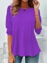 T-shirts Décontracté Plain Printemps / Automne Aucune élasticité Quotidien Jersey Col Rond Régulier Non pour Femmes