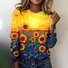 T-shirts Rétro Printemps / Automne Plaid Micro-élasticité Quotidien Coupe Régulière Manches Longues Trapèze Régulier pour Femmes