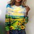 T-shirts Femmes Décontracté Printemps / Automne Plaid Coton Micro-élasticité Quotidien Coupe Régulière Trapèze Régulier