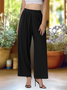 Pantalons Semi-formel Plain Printemps / Automne Polyester Joint Fendu Naturel Micro-élasticité Taille Élastique Régulier pour Femmes