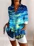 Chemises Femmes Géométrique Décontracté Printemps / Automne Coton Col V Micro-élasticité Coupe Régulière Manches Longues Régulier