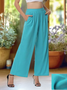 Pantalons Semi-formel Plain Printemps / Automne Polyester Joint Fendu Naturel Micro-élasticité Taille Élastique Régulier pour Femmes