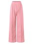 Pantalons Semi-formel Plain Printemps / Automne Polyester Joint Fendu Naturel Micro-élasticité Taille Élastique Régulier pour Femmes
