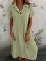 Femmes Plain Noir Col de Chemise Confortable Robe Maxi Décontracté