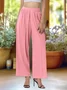 Pantalons Semi-formel Plain Printemps / Automne Polyester Joint Fendu Naturel Micro-élasticité Taille Élastique Régulier pour Femmes