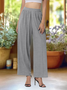 Pantalons Semi-formel Plain Printemps / Automne Polyester Joint Fendu Naturel Micro-élasticité Taille Élastique Régulier pour Femmes
