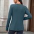 T-shirts Décontracté Plain Printemps / Automne Coton Col V Micro-élasticité Quotidien Manches Longues Trapèze pour Femmes